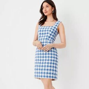 Ann Taylor Blue and White Checkered Mini Dress